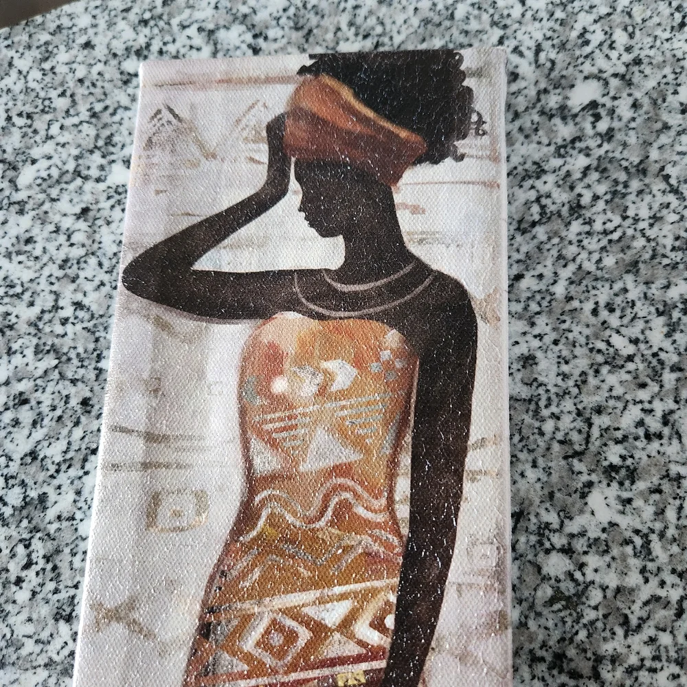 Saltoro Sherpi African Lady Hand Painted Canvas with Hanger